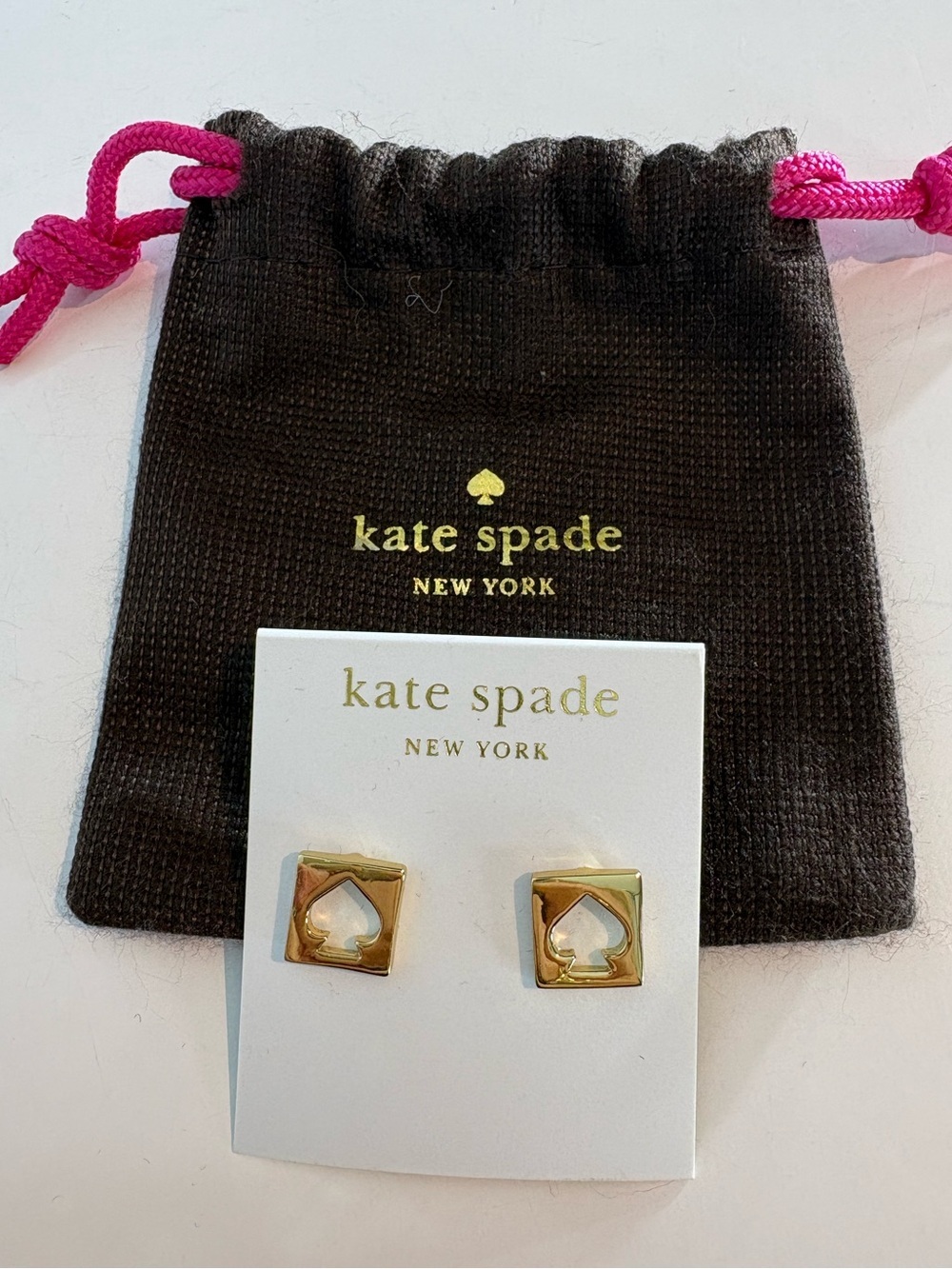 Kate Spade Earrings Gold-tone Hole Punch with mini dust bag